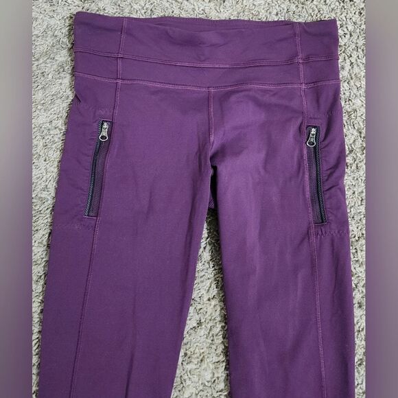 Lululemon Size 6 Inspire Tight II  Plum Mesh Leggings Zip Pockets - Picture 8 of 14